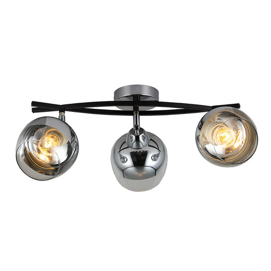 Regleta Denali fabricada en metal color cromo y negro, lámpara de diseño