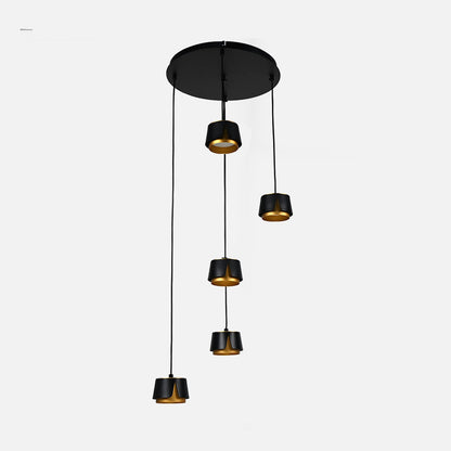 Plafón Domenica 5 luces Fabrilamp / Abrila negro y oro ref 253795016