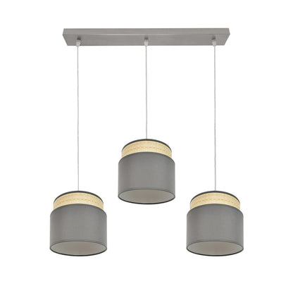 Regleta Kandy fabricada en metal y textil, color natural y gris, ideal para salón