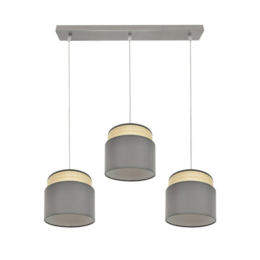 Regleta Kandy fabricada en metal y textil, color natural y gris, ideal para salón