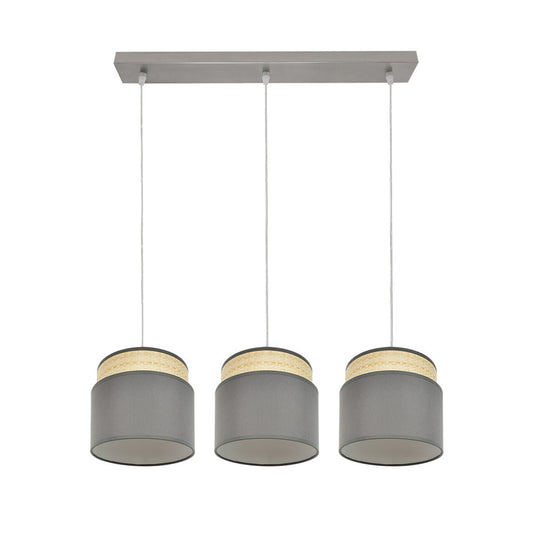 Regleta Kandy 3 luces Fabrilamp / Abrila, lámpara de techo natural y gris, ref. 174293128