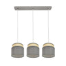 Regleta Kandy 3 luces Fabrilamp / Abrila, lámpara de techo natural y gris, ref. 174293128