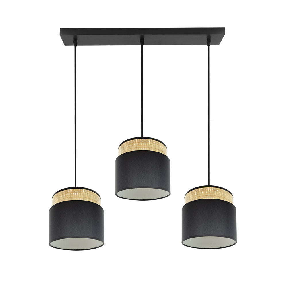 Regleta Kandy 3 Focos Natural y Negro Fabrilamp / Abrila 174293109