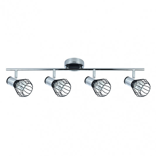 Regleta de Techo Mateo 4 Focos Orientables E14 Cromo y Negro Fabrilamp - vista principal | Fabrilamp / Abrila