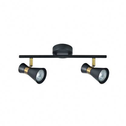 Regleta de Focos Orientables Máximo 2xGU10 Negro y Cuero Fabrilamp - vista principal | Fabrilamp / Abrila
