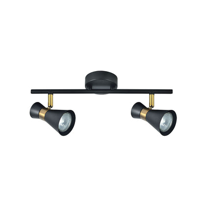 Máximo Regleta 2 Focos Negro y Cuero Fabrilamp / Abrila - Ref. 142392009