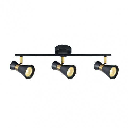Regleta de 3 Focos Orientables Máximo GU10 Negro y Cuero Fabrilamp - imagen 2 | Fabrilamp / Abrila