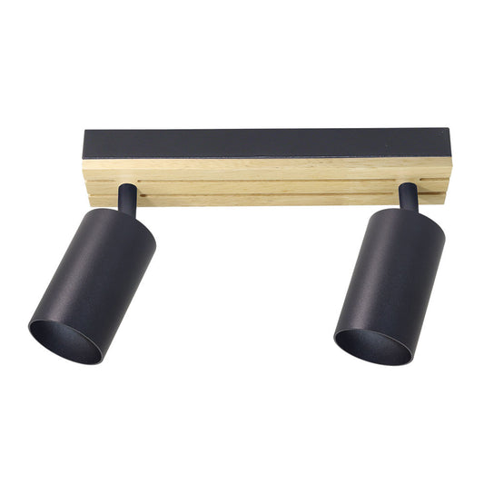 Regleta Waikato Fabrilamp / Abrila 2 focos orientables negro y madera, referencia 252892088