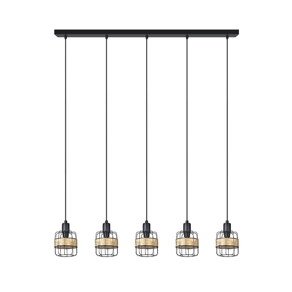 Regleta Zenda Fabrilamp / Abrila de 5 luces, estilo rústico boho chic, referencia 190595009
