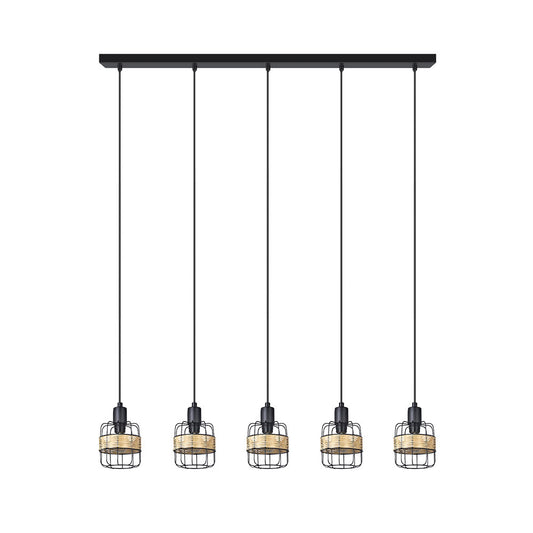 Regleta Zenda Fabrilamp / Abrila de 5 luces, estilo rústico boho chic, referencia 190595009
