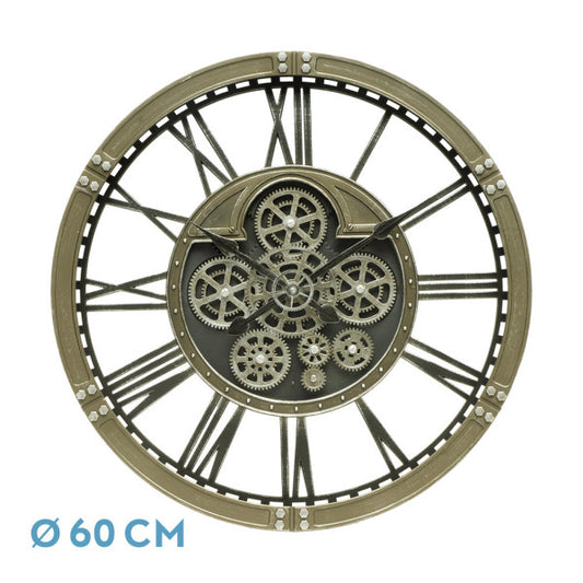 Reloj de Pared Agron 60 cm Engranajes en Movimiento Cuero Fabrilamp - vista principal | Fabrilamp / Abrila