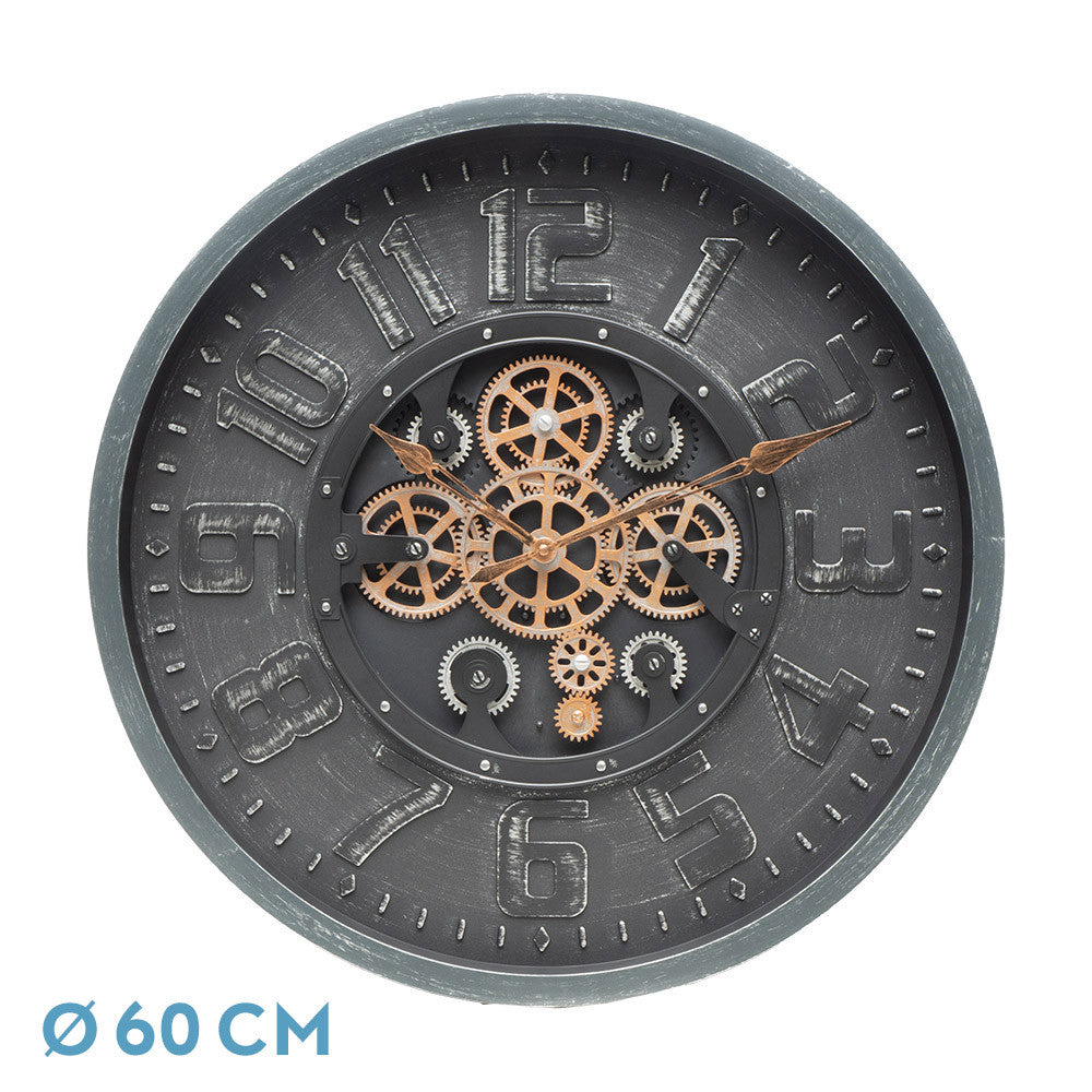 Reloj Pared Albox Negro Engranajes Fabrilamp / Abrila 217316009