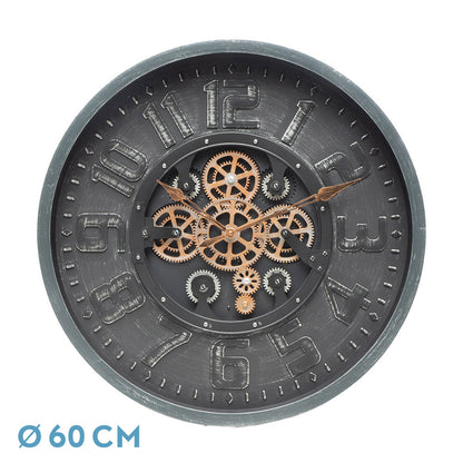 Reloj Pared Albox Negro Engranajes Fabrilamp / Abrila 217316009