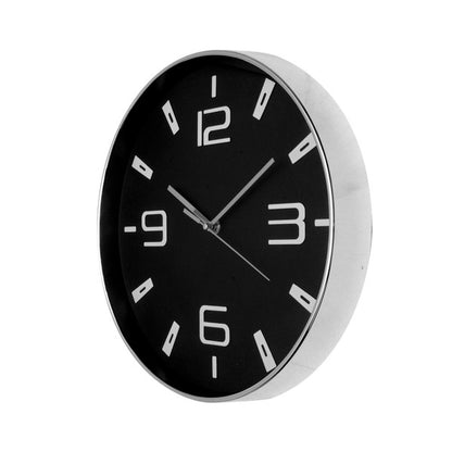 Reloj de pared Aroa plata/negro 30cm, detalle de la esfera, Fabrilamp.