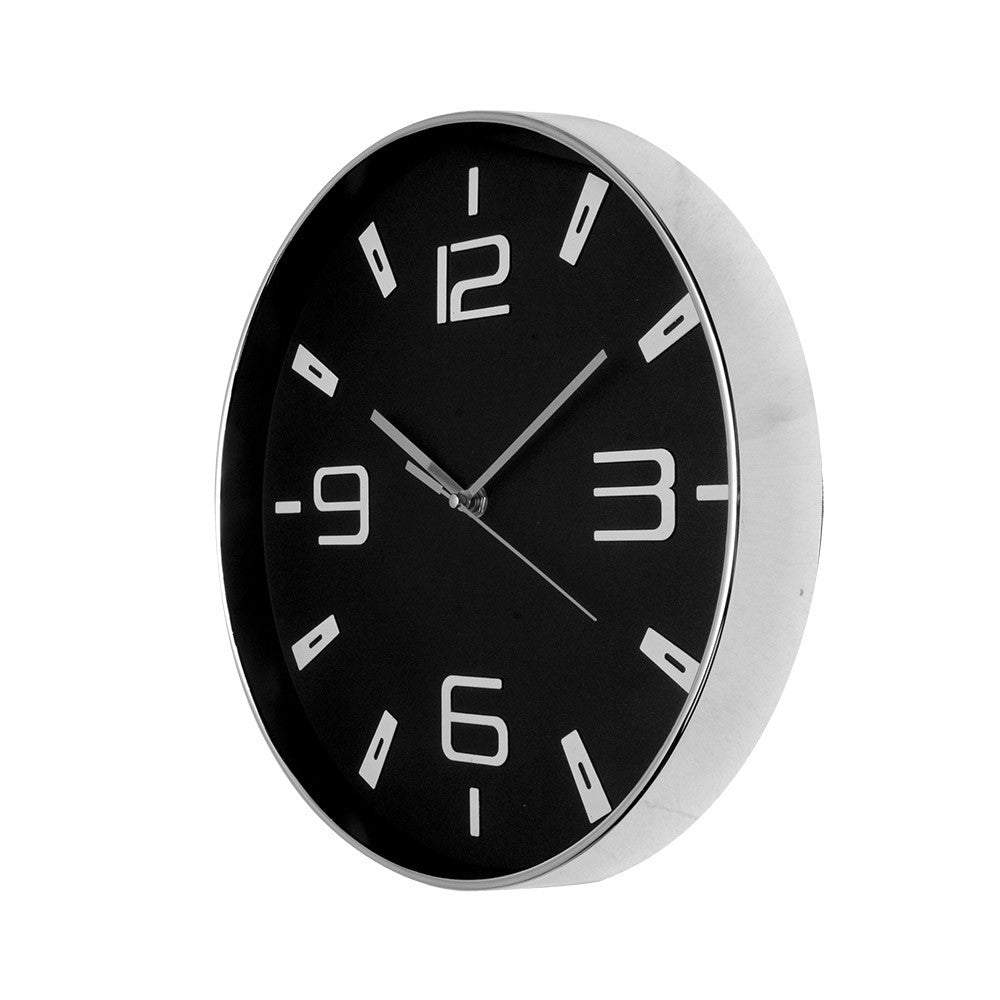 Reloj de pared Aroa fabricado en cristal color plata y negro