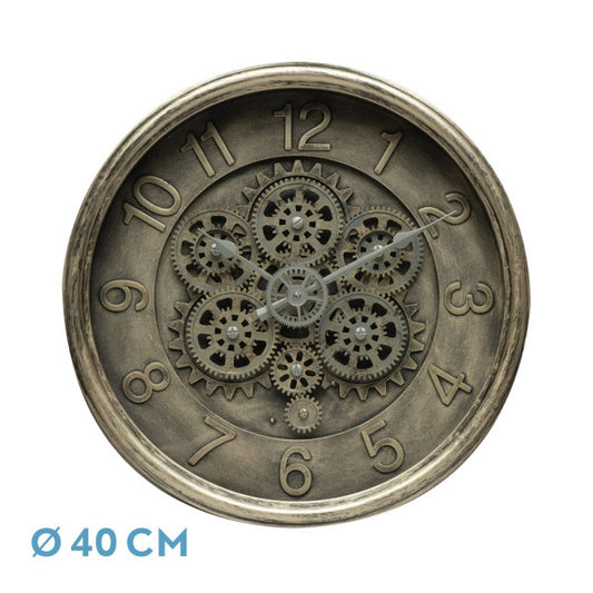 Reloj de Pared Atarfe 40 cm Engranajes Oro Rústico Fabrilamp - vista principal | Fabrilamp / Abrila