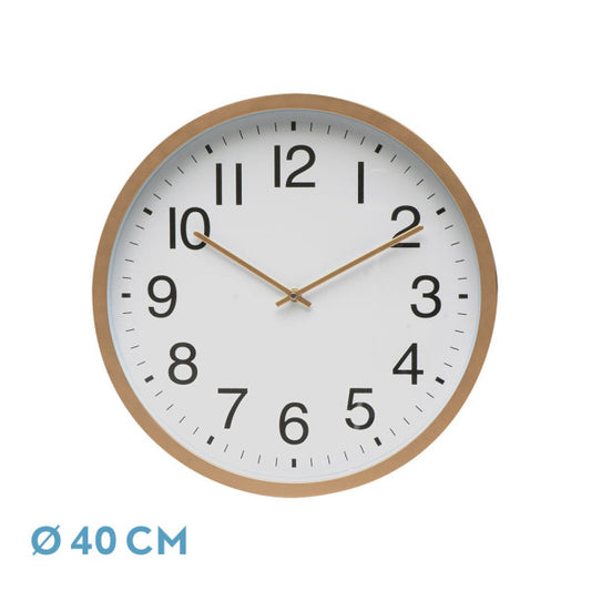 Reloj de pared Castor cobre/blanco 40x40x5 cm, movimiento continuo. Fabrilamp en luzguru.com