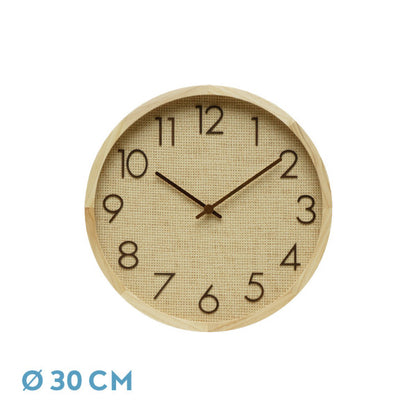 Reloj de Pared Grenoble 30 cm Rafia Natural Haya Fabrilamp - vista principal | Fabrilamp / Abrila