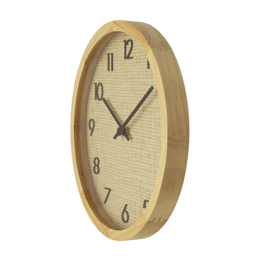 Reloj Grenoble fabricado en madera de haya color natural y rafia