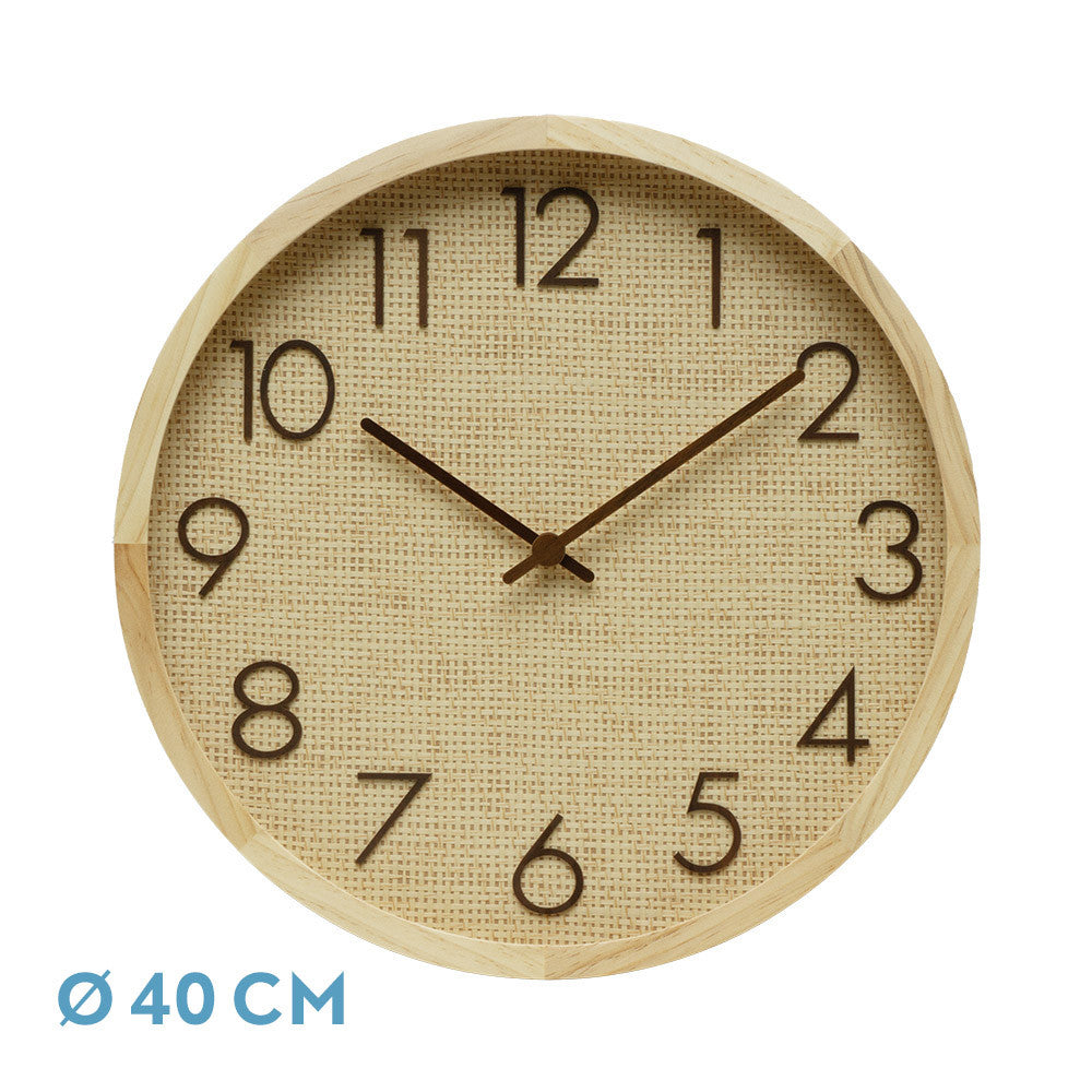 Reloj de Pared Grenoble Haya y Rafia Natural Fabrilamp / Abrila 214614085