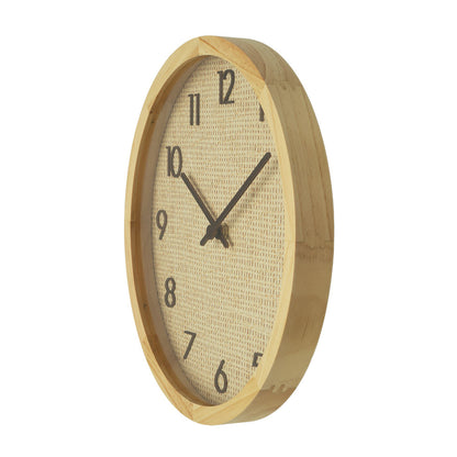 Reloj de pared Grenoble fabricado en madera y rafia color haya/natural