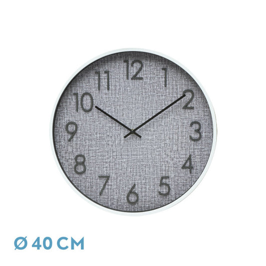 Reloj de Pared Higueron 40 cm Blanco y Gris Movimiento Continuo Fabrilamp - vista principal | Fabrilamp / Abrila