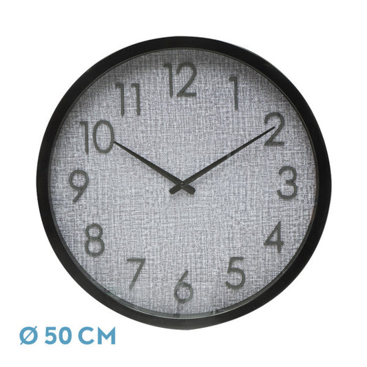 Reloj de pared Higuerón Negro/Gris de 50x50cm, vista frontal. Fabrilamp en luzguru.com