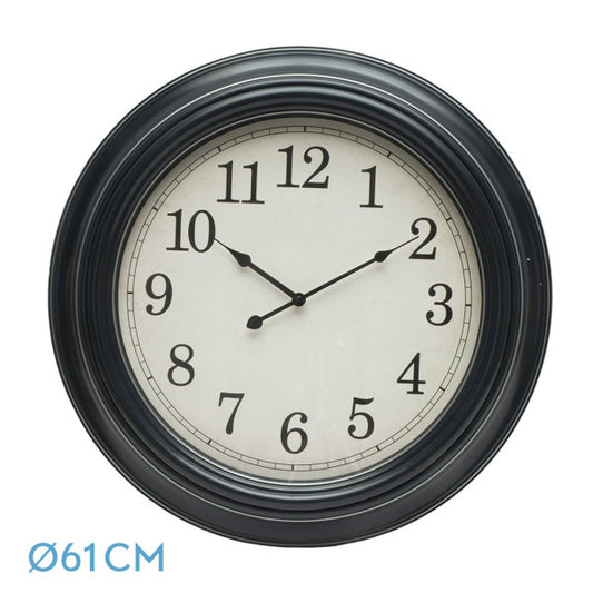 Reloj de Pared Iniko 61 cm Negro y Plata Agujas Retro Fabrilamp - vista principal | Fabrilamp / Abrila