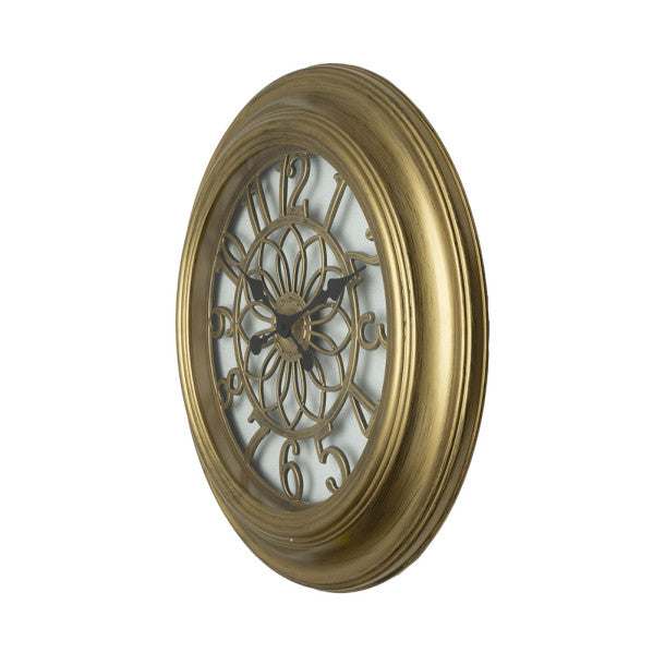 Reloj de pared Kumico Oro 58cm, detalle de las agujas y la esfera.