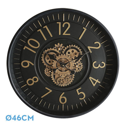 Reloj de Pared Lacio 46 cm Engranajes Oro y Negro Fabrilamp - vista principal | Fabrilamp / Abrila