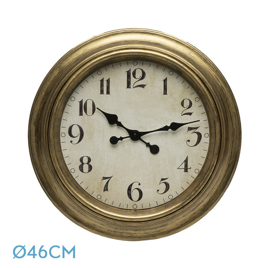 Reloj Pared Lamba Oro Agujas Retro Fabrilamp / Abrila 192410029