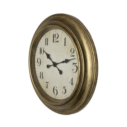 Reloj de pared Lamba Oro 46cm, detalle de las agujas retro y el diseño.