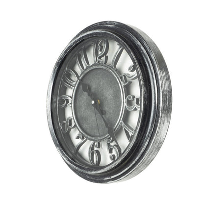 Reloj de pared Limbo Negro/Plata de 33cm, detalle del mecanismo, Fabrilamp