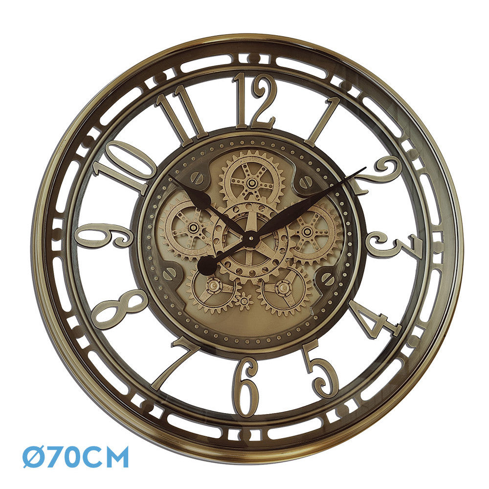Reloj Pared Mesina Bronce Engranajes Fabrilamp / Abrila 215010012