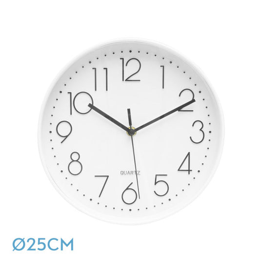 Reloj de pared Minuto Blanco 25cm, vista frontal, Fabrilamp