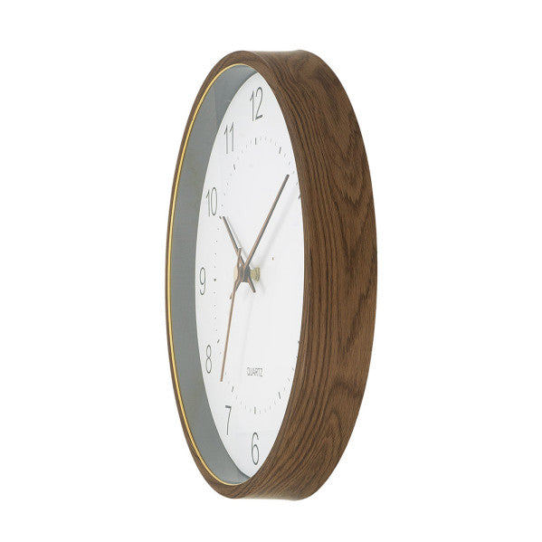 Detalles del Reloj de Pared Monquey 35cm Fabrilamp/Abrila (Ref. 235113584) - Diseño clásico, madera oscura/blanco, cristal y policarbonato, movimiento de cuarzo.  LUZGURÚ.
