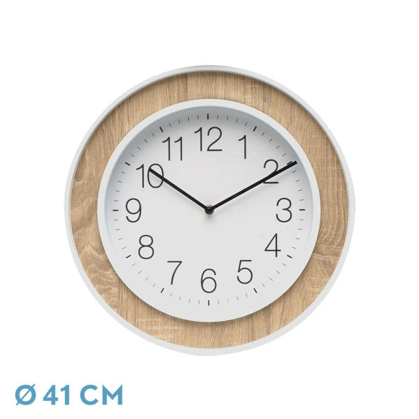 Reloj de pared Ojen Haya/Blanco de Fabrilamp, 41x41x5 cm, movimiento continuo. Diseño moderno y elegante para tu hogar.