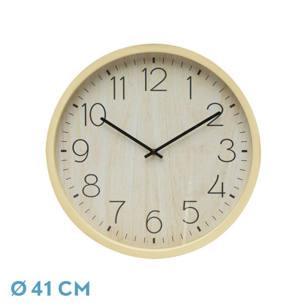 Reloj de pared Padrón Haya 41x41x5 cm con movimiento continuo de Fabrilamp, disponible en luzguru.com