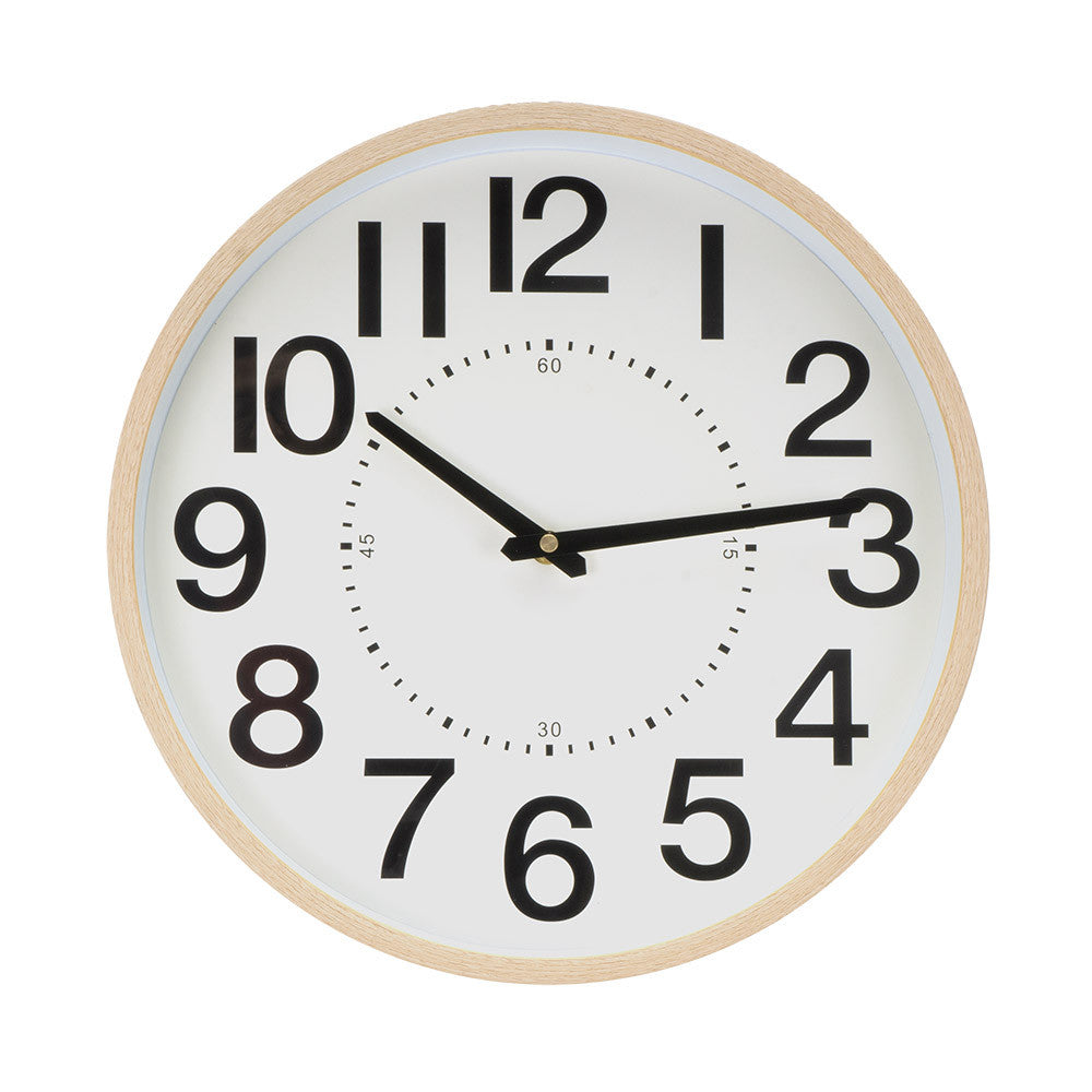 Reloj de pared Pipo Fabrilamp / Abrila 235213585, diseño moderno en madera y beis