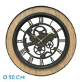 Reloj de pared Rubite Negro/Roble 50x50x5 cm, movimiento continuo. Fabrilamp en luzguru.com