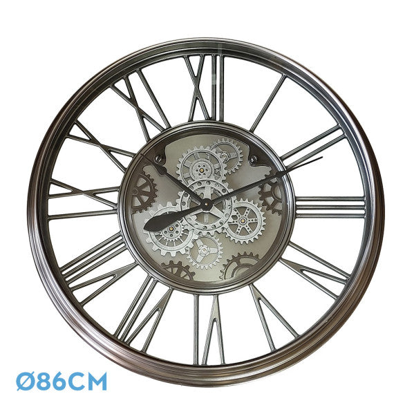 Reloj de Pared Turin 86 cm Engranajes Visibles Níquel Fabrilamp - vista principal | Fabrilamp / Abrila