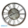 Reloj de pared Turin Níquel Fabrilamp / Abrila con engranajes en movimiento, ref. 214810003