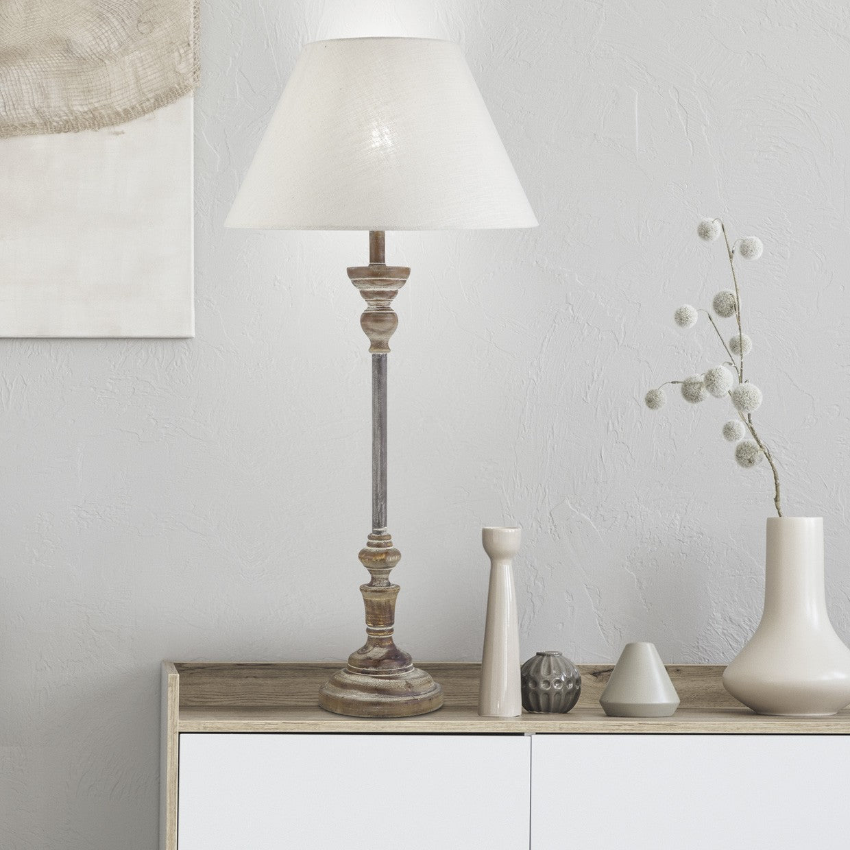 Medidas Rinconera Laseu 60073 AJP/Alemar - Madera Natural, diseño vintage. LuzGuru.
