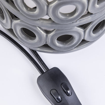 Rinconera Monaco Gris AJP/Alemar (Ref. 60068): Dimensiones de la elegante lámpara de cerámica y tela, 2x60W E-27.  Iluminación perfecta para tu hogar. LuzGuru.
