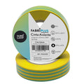 Rollo de cinta aislante ancha verde/amarilla de 25mm x 20m de PVC para electricistas.