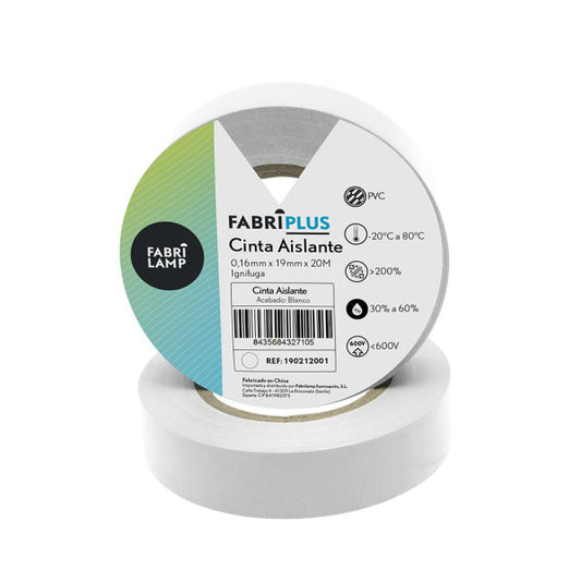 Cinta Aislante de PVC Blanca 19 mm x 20 m Fabrilamp - vista principal | Fabrilamp / Abrila