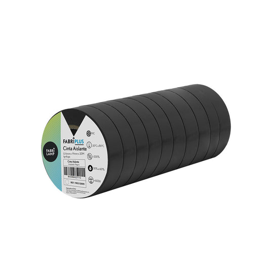 Cinta aislante fabricada en PVC color negro, ideal para electricistas