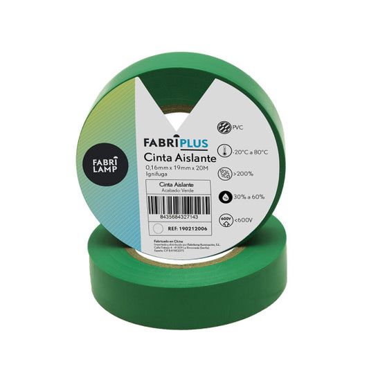 Cinta Aislante de PVC Verde 19 mm x 20 m Fabrilamp - vista principal | Fabrilamp / Abrila