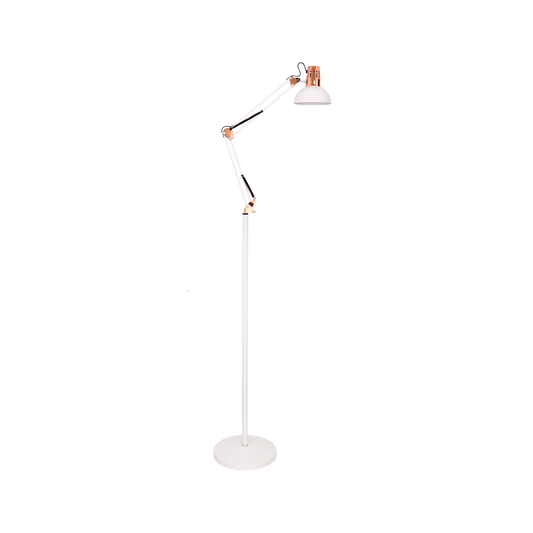 Flexo de Pie Articulable Rutilo 180 cm Blanco y Cobre Fabrilamp - vista principal | Fabrilamp / Abrila · Ref. 140341067