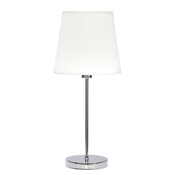 Sobremesa Maldivas Cromo/Blanco de Fabrilamp, vista frontal. Iluminación elegante para tu hogar.